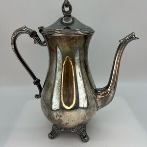 Pilgrim Silverplate Tea Coffee Water Pot Floral Design Footed Ornate Traditional